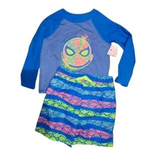 Marvel Spiderman Toddler 2T Swimwear Set Shirt Trunks
